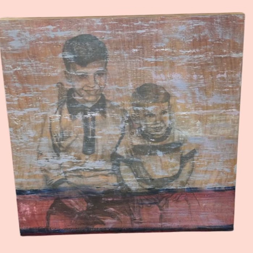 “Ted & Dave” Original 24x24 Acrylic, Oil & Graphite on Wood (2012)
